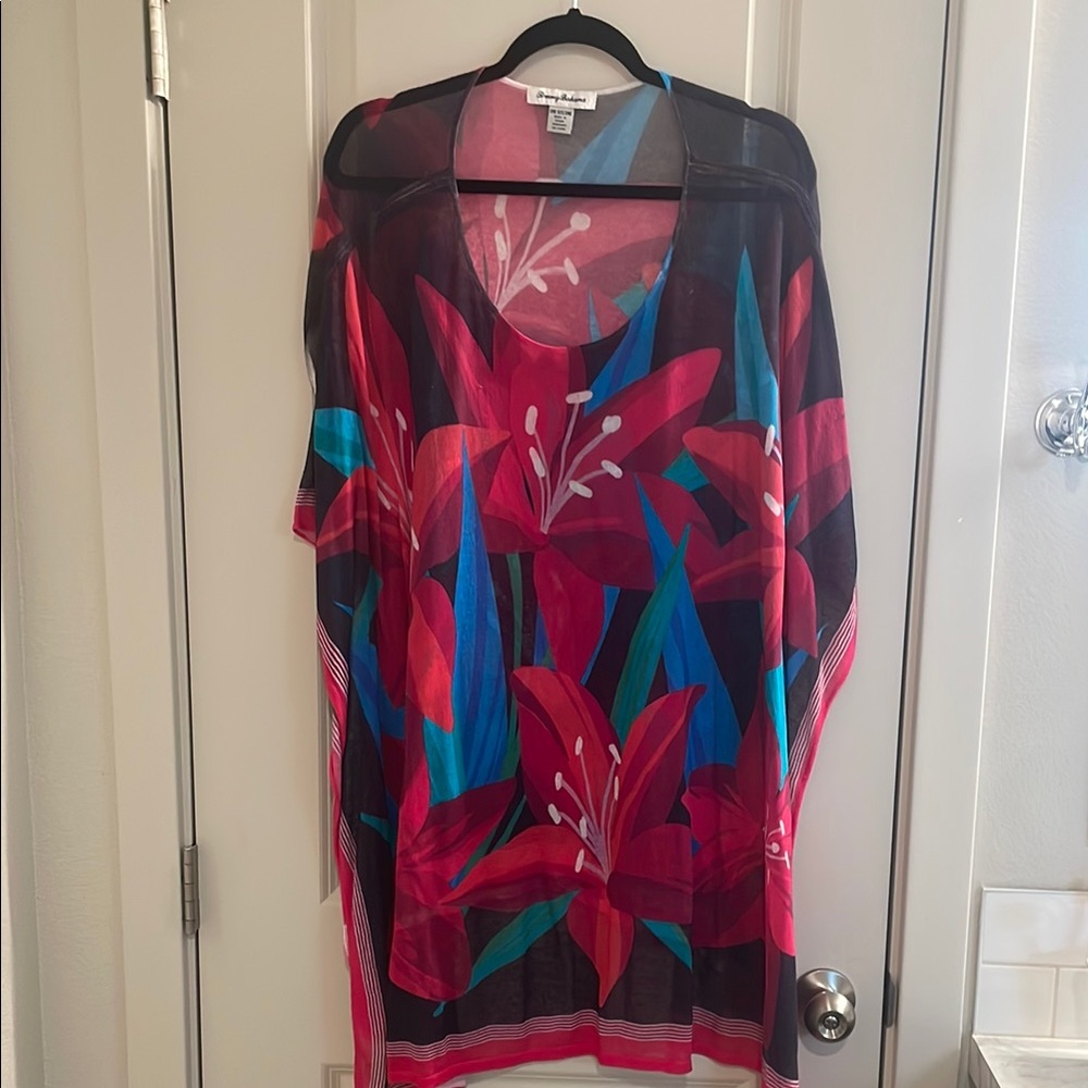 Tommy Bahama Floral Sheer Cover-Up - Red and Blue